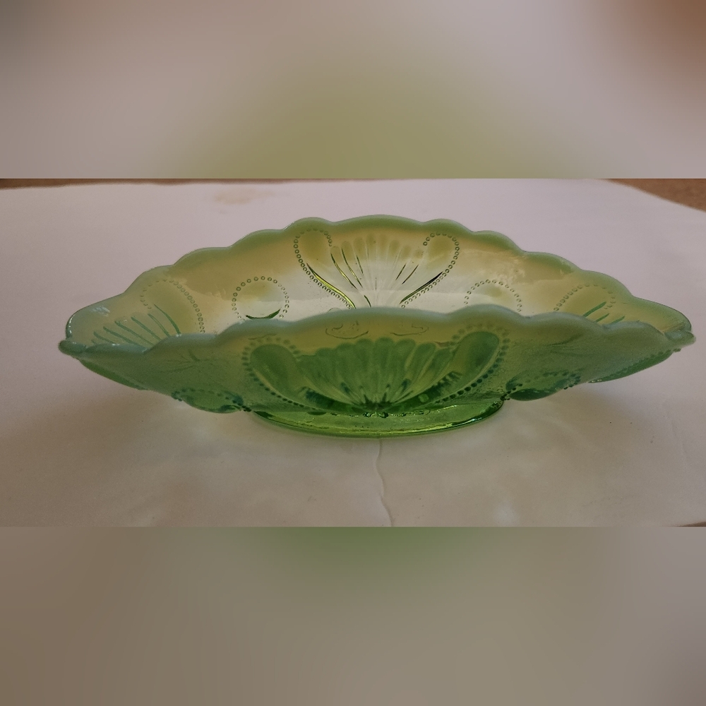 Antique Vintage Green Glass Dish